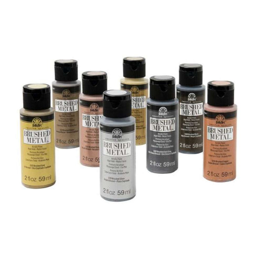 FolkArt Brushed Metal Acrylic Paint, Assorted Colours