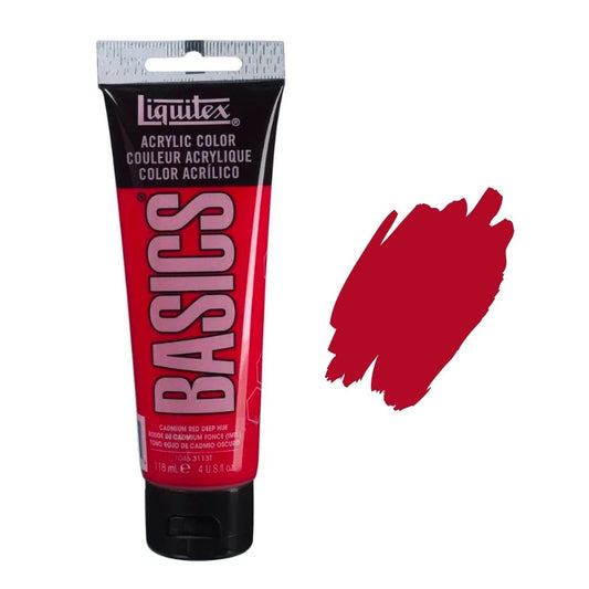Liquitex Basics Acrylic Paint Tube 118ml - Cadmium Red Deep Hue