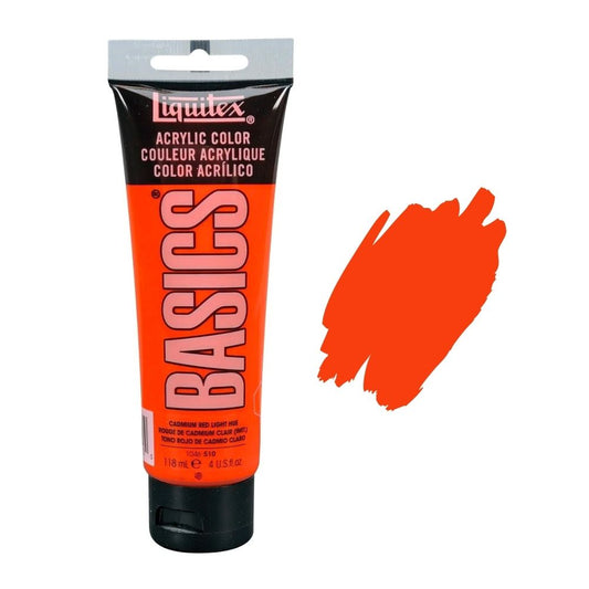Liquitex Basics Acrylic Paint Tube 118ml - Cadmium Red Light Hue