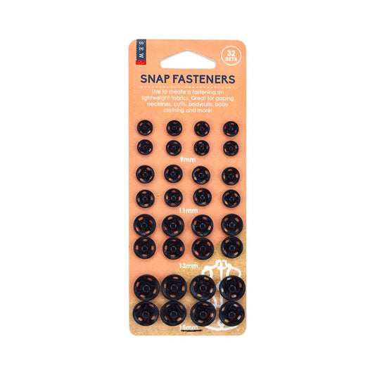 SEW Assorted Snap Fasteners, Black