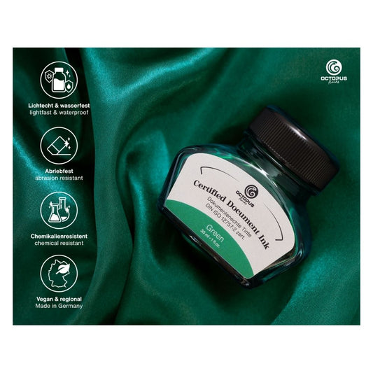 Octopus Fluids Fountain Pen Document Ink, Green 30ml