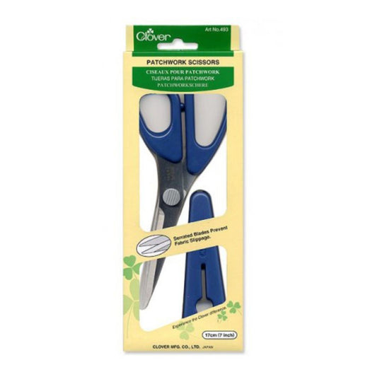 Clover Patchwork Stainless Steel Serrated Scissor, 17cm