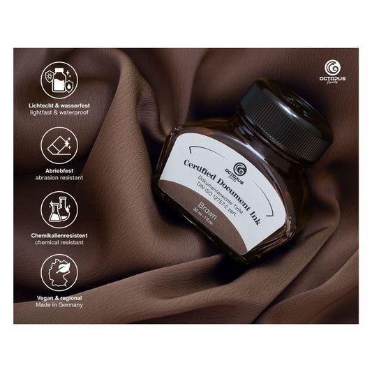 Octopus Fluids Fountain Pen Document Ink, Brown, 30ml