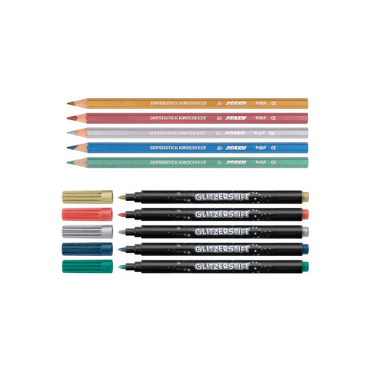 Jolly Glitzer Metal Pencil & Marker Pen Set