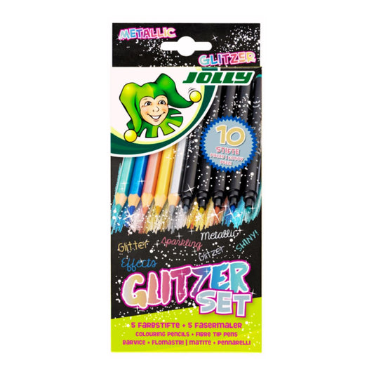 Jolly Glitzer Metal Pencil & Marker Pen Set
