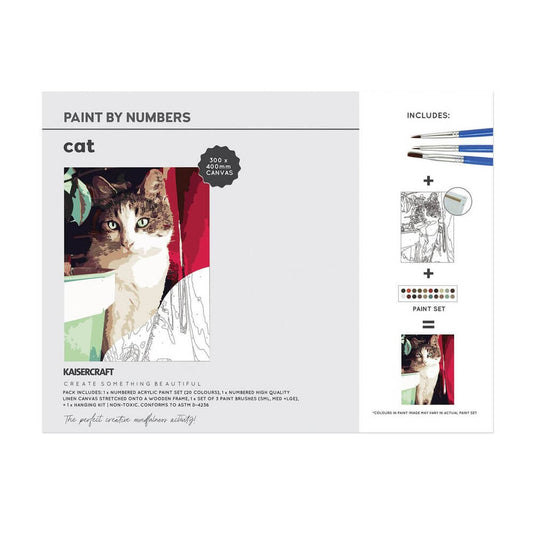 Kaisercraft Paint By Numbers Colouring Canvas 30 x 40cm - Cat