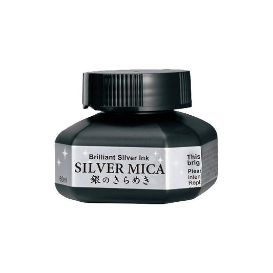Kuretake Zig Ink Lustre Of Silver Calligraphy Ink 60ml - Mica Metallic Lustre