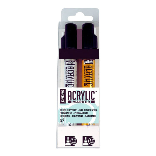 Pebeo Acrylic Markers 1.2mm Gold and Silver
