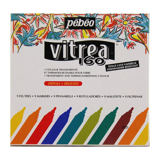 Pebeo Vitrea 160 Frosted Glass Paint Markers, Set of 9