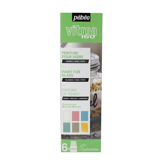 Pebeo Vitrea 160 Glass Paint Pastel Colour Initiation Set 6 x 20ml