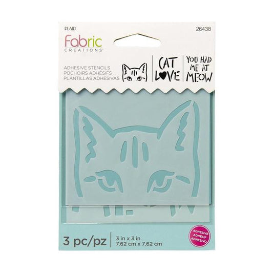 Plaid Fabric Creations Adhesive Stencil 3 x 3inch - Cat