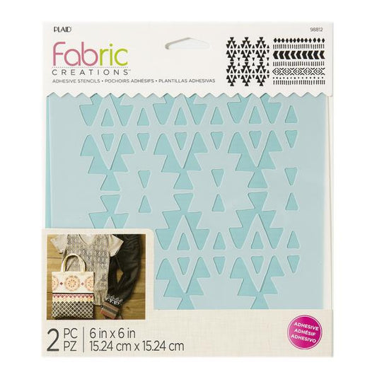 Plaid Fabric Creations Adhesive Stencil 6"X6" 2pc - Aztec