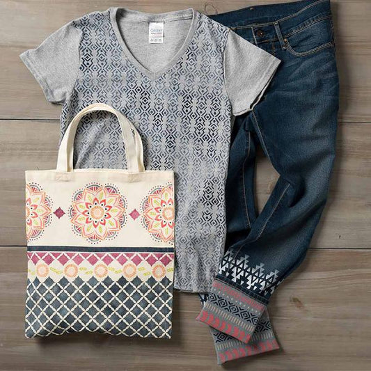 Plaid Fabric Creations Adhesive Stencil 6"X6" 2pc - Aztec