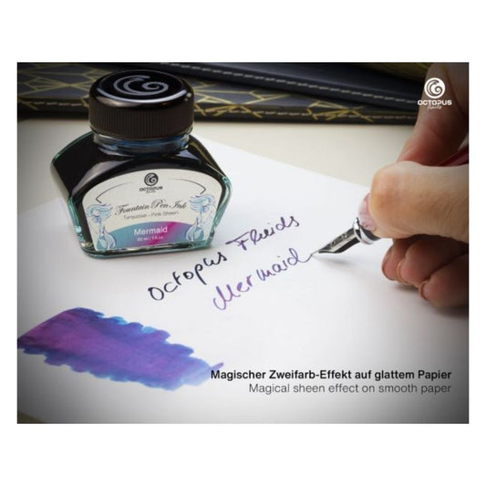 Fountain Pen Ink, Two Tone Sheen Effect, Mermaid & Petrol Blue