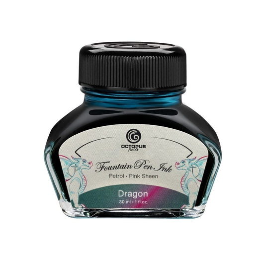 Fountain Pen Ink, Two Tone Sheen Effect, Dragon & Petrol Blue