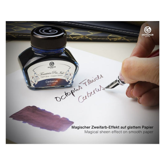 Fountain Pen Ink, Two Tone Sheen Effect, Cerberus Blue